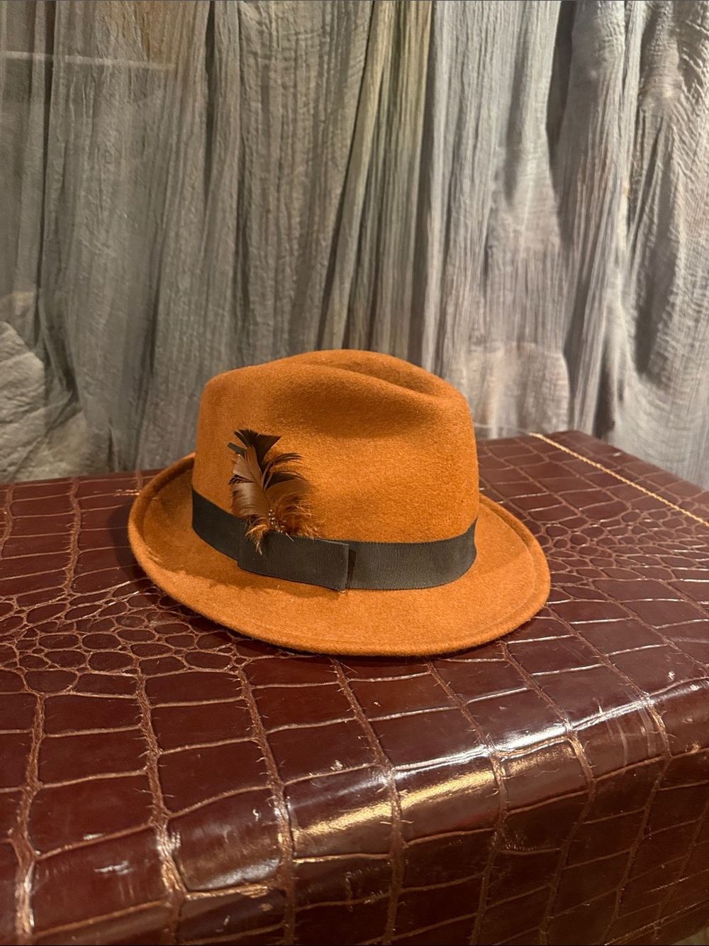 Rust colored felt hat